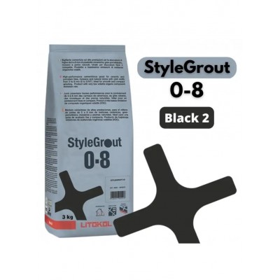 Цементна фуга StyleGrout 0-8 (Black 2) 3 кг Litokol (SG08BLK20063)